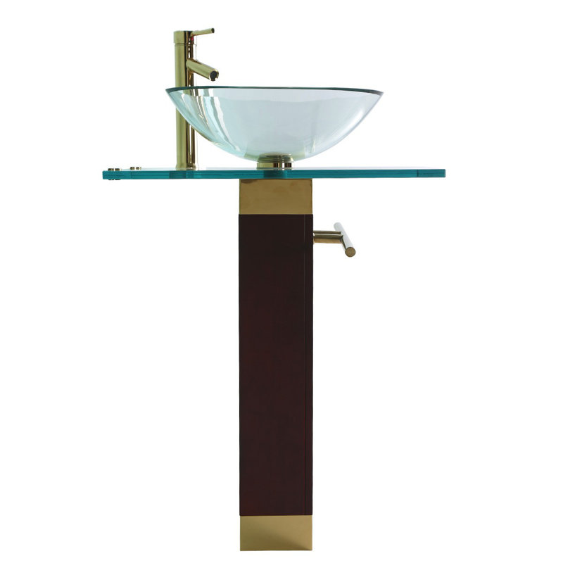The Renovators Supply Inc. 23.63'' Glass Square Bathroom Sink with Faucet