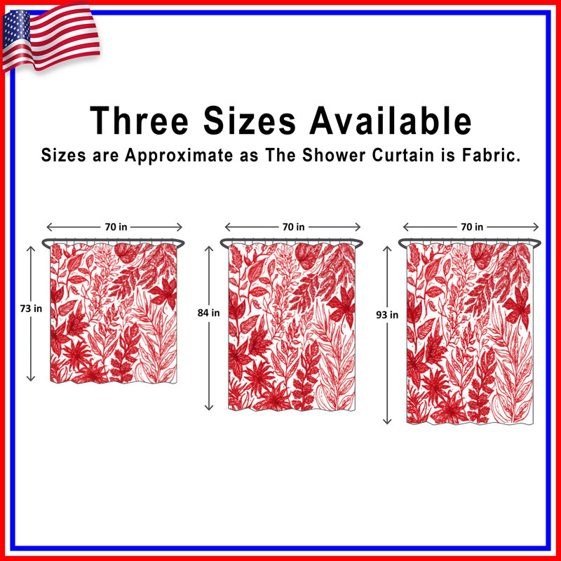 Rideaux de douche Red Botanical Illustration, 70 po l x 72 po H