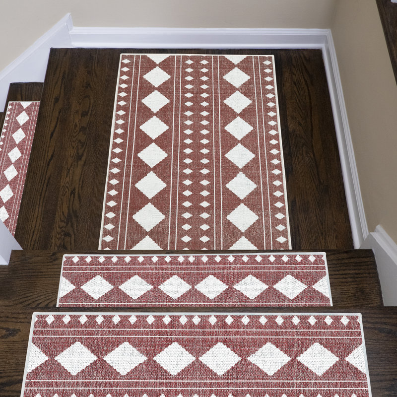 Matthes Non-Slip Geometric Indoor Doormat, Maroon