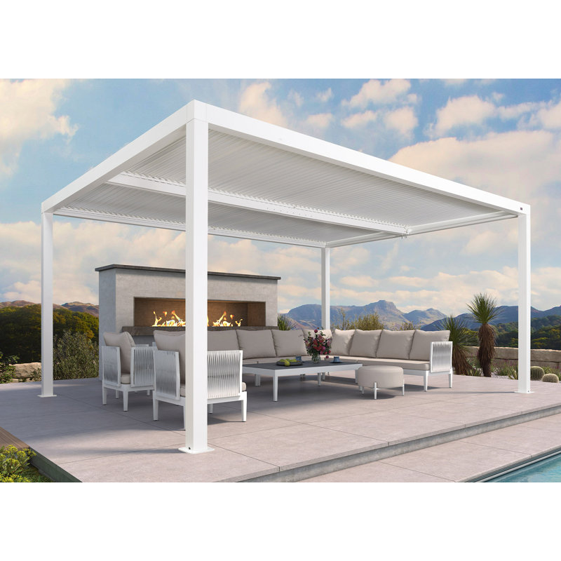 Pergola à persiennes en aluminium mauve 12 pi x 16 pi avec auvent réglable pour terrasse de jardin