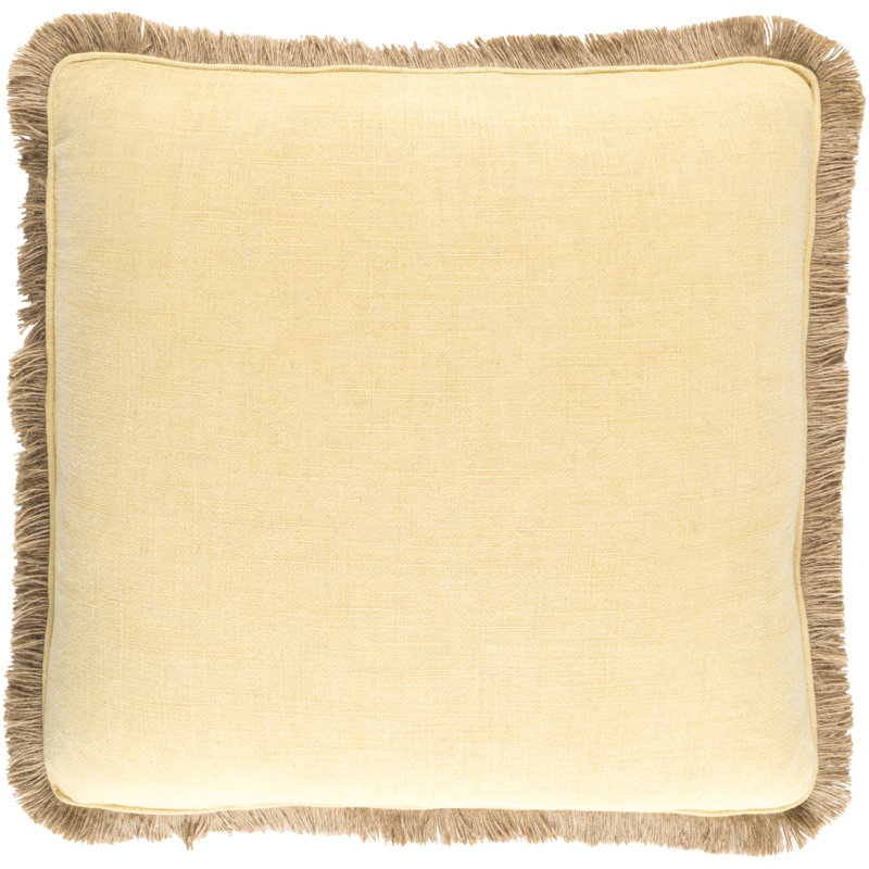  Linen Throw Pillow, 22" H x 22" W x 4" D, Gold/Beige