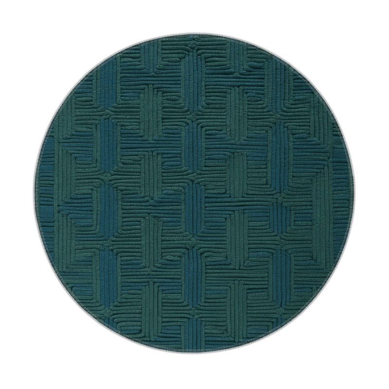 Tapis bleu intérieur et extérieur Trellis, Rond 5 pi