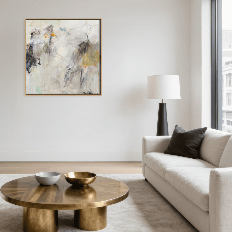Quiet Presence Print by Patricia Schwimmer, 40" H x 40" W x 2.375" D, Framed Canvas, Beige