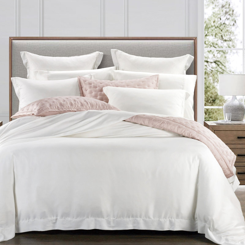  Ensemble de housse de couette 3 pièces Eucalyptus, Housse de couette pour grand lit et 2 taies décor, Blanc