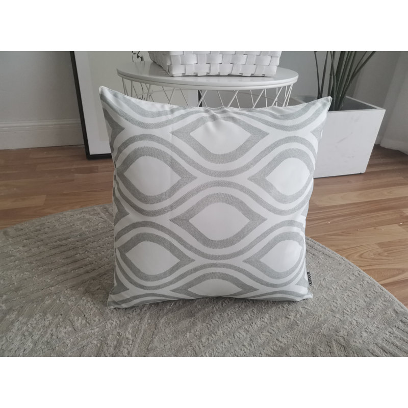 Printed Outdoor On White Base Pillow Cover ( Set Of 2), Turquoise