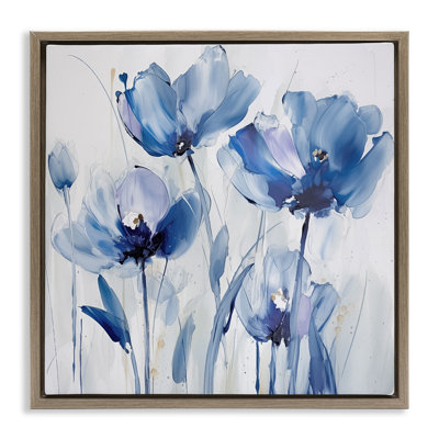 "Blue Abstract Blooms", art mural encadré par Sasha