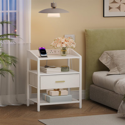 35cm W Metal Bedside Table