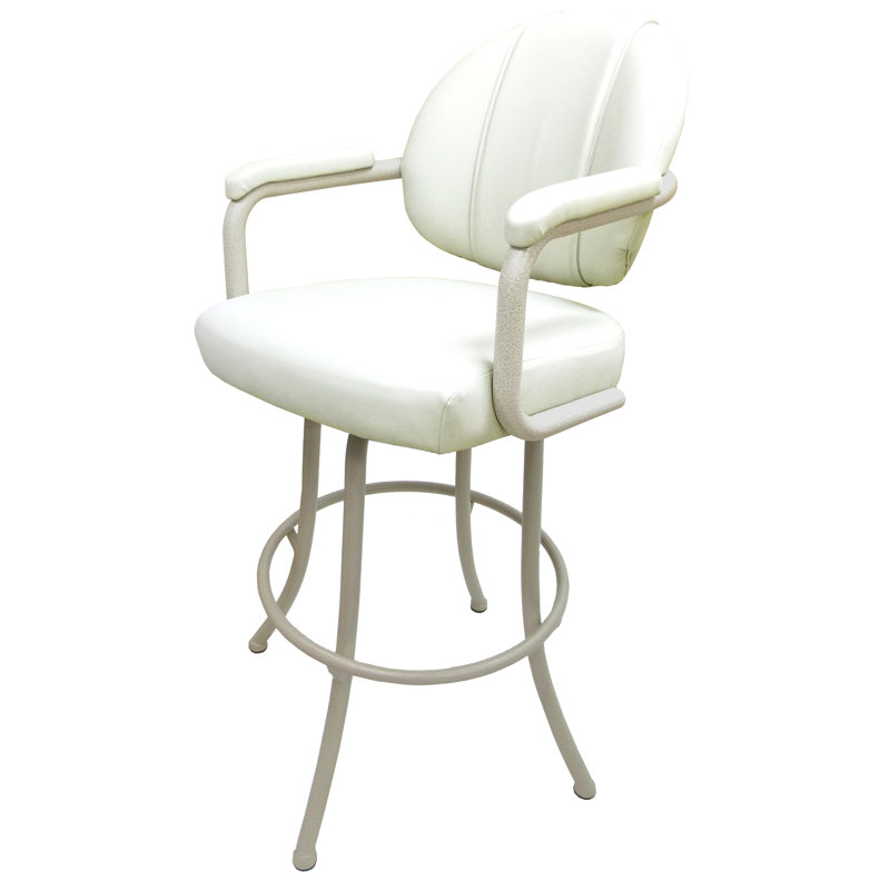 Comptoir pivotant, bar et très grand tabouret Ansara, Beige, Blanc, Tabouret de comptoir (siège d'une hauteur de 26 p