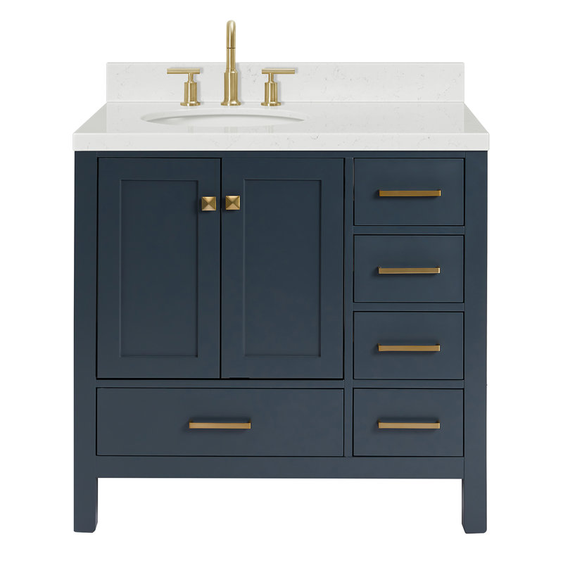  Meuble-lavabo simple 36 po avec comptoir en quartz 36 po, Bleu minuit