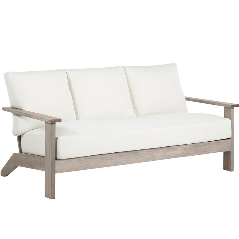 Ashland Teak Outdoor Sofa, Welt + Dream Fill, Bali Pearl, Oyster Teak