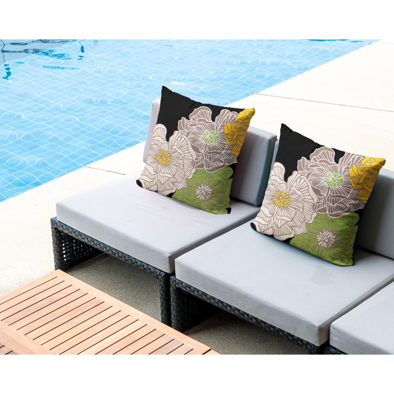 Housse et insert de coussin décoratif intérieur / extérieur en mélange de polyester, Beige, L 19 po x H 19 po