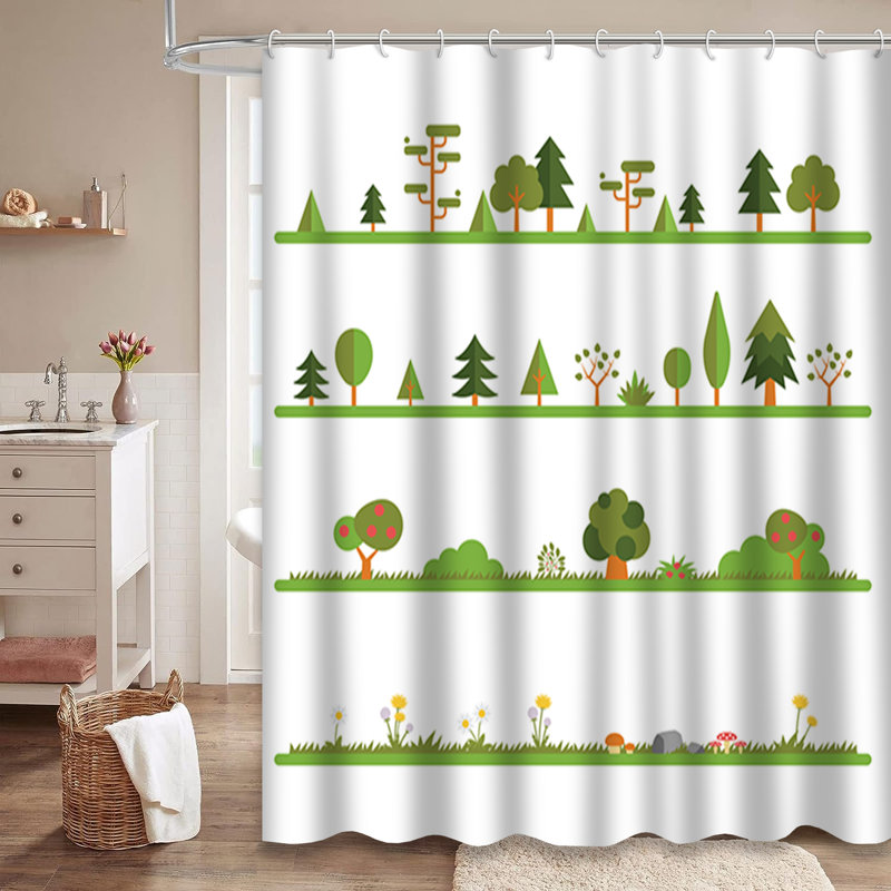 Rideau de douche avec 12 crochets Trees, L 72 po x l 78 po