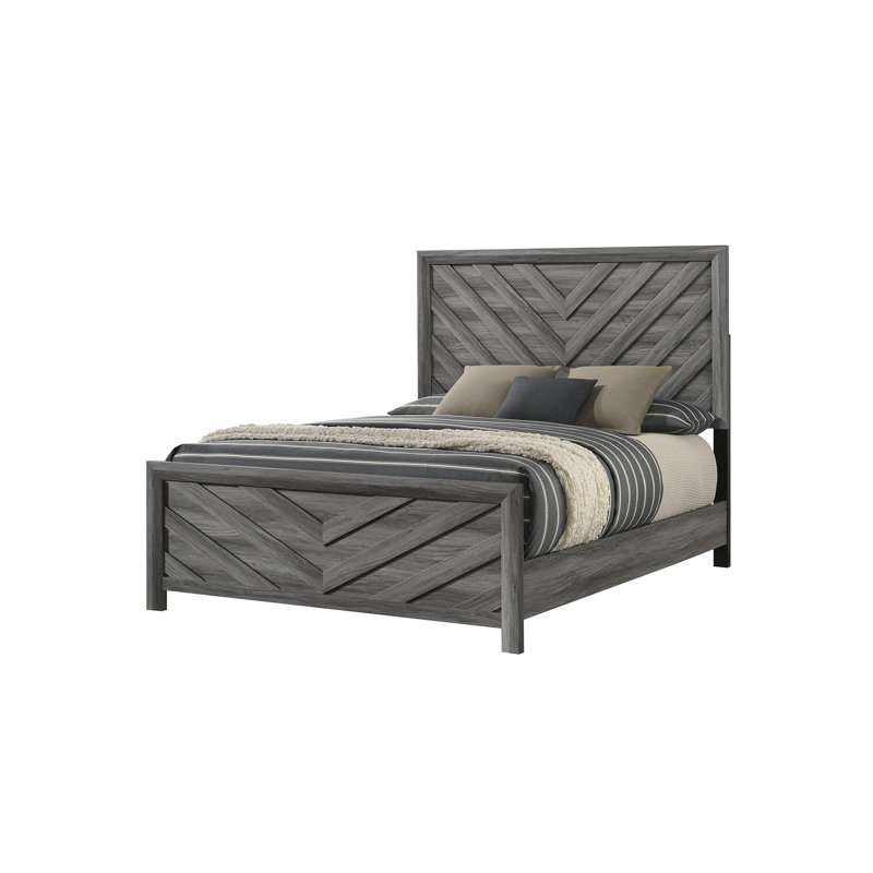 Lit simple de style moderne Denver fabriqué en bois en gris (NJ Inventory), Gris, Lit simple