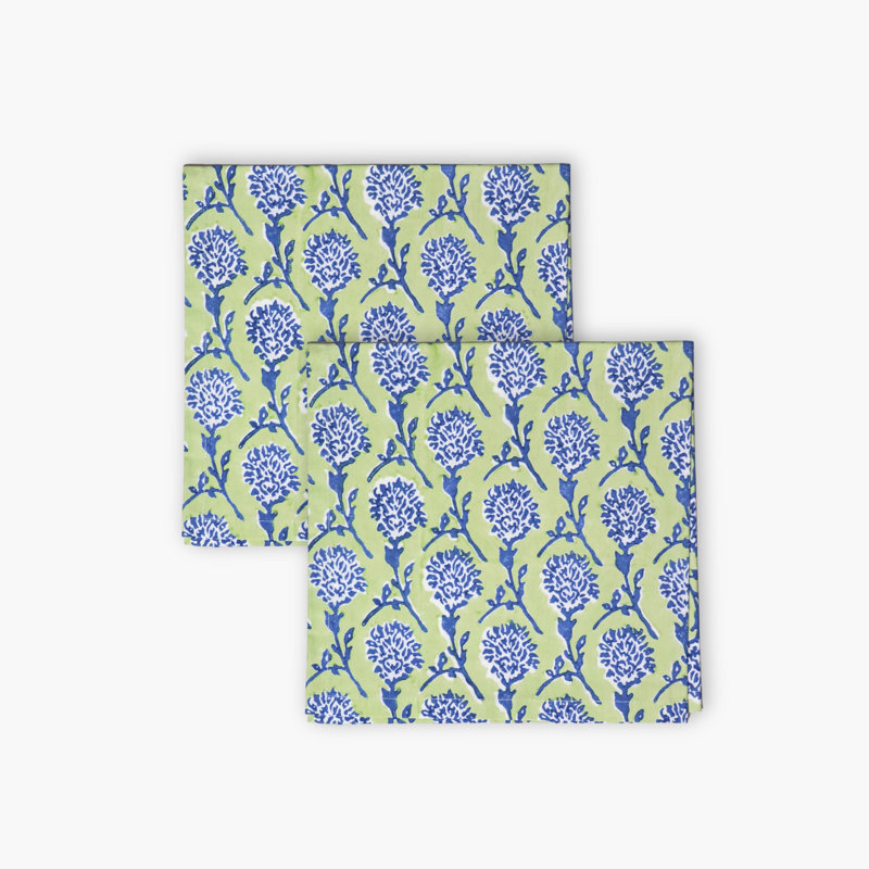 Nikhar Table Napkins, Blue/Green/White Floral