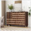 Buffet Buffet avec rangement: armoire de rangement de cuisine sculptée à la main avec 2 tiroirs et 3 portes, console de bar avec tablettes réglables - pour le salon du vestibule