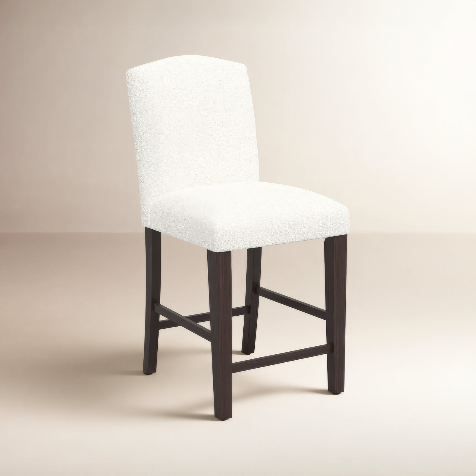 April Upholstered Stool, Counter Stool (26" Seat Height), Classic Snow Boucle, Black Wood