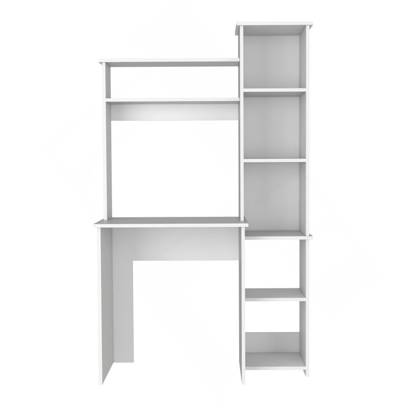Bureau d'écriture Versalles, deux tablettes, cinq casiers - blanc, Blanc