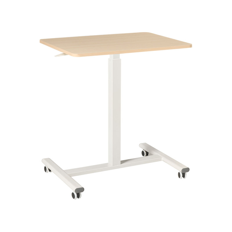 Adjustable Metal Base Standing Desk, Brown/White