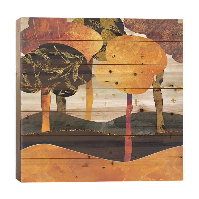 Ermana Metallic Forest - impression sans cadre sur bois