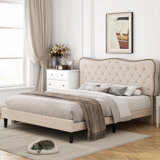 Lofgren Tufted Upholstered Platform Bed with Adjustable Headboard