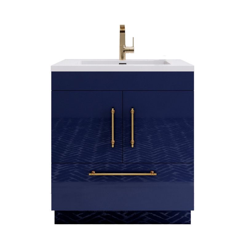 Meuble-lavabo simple Spring, Bleu nuit, 30"