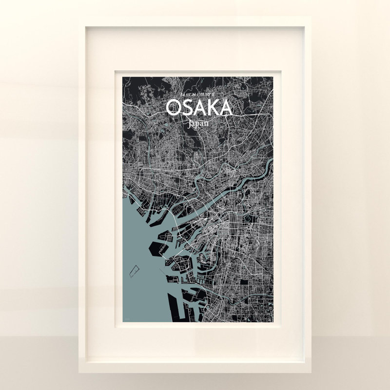 Osaka City Map In Midnight - No Frame Print, 36cm H x 24cm W x 0.05cm D