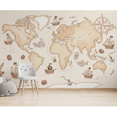 Papier peint carte du monde aventure nautique