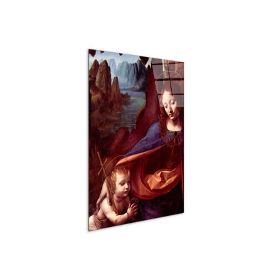 Madonna in the rock cave detail By Da Vinci Leonardo 80cm H X 60cm W CrystalArt Material Acrylic Glass Effect, Frameless Panel Lightweight Ready to Hang