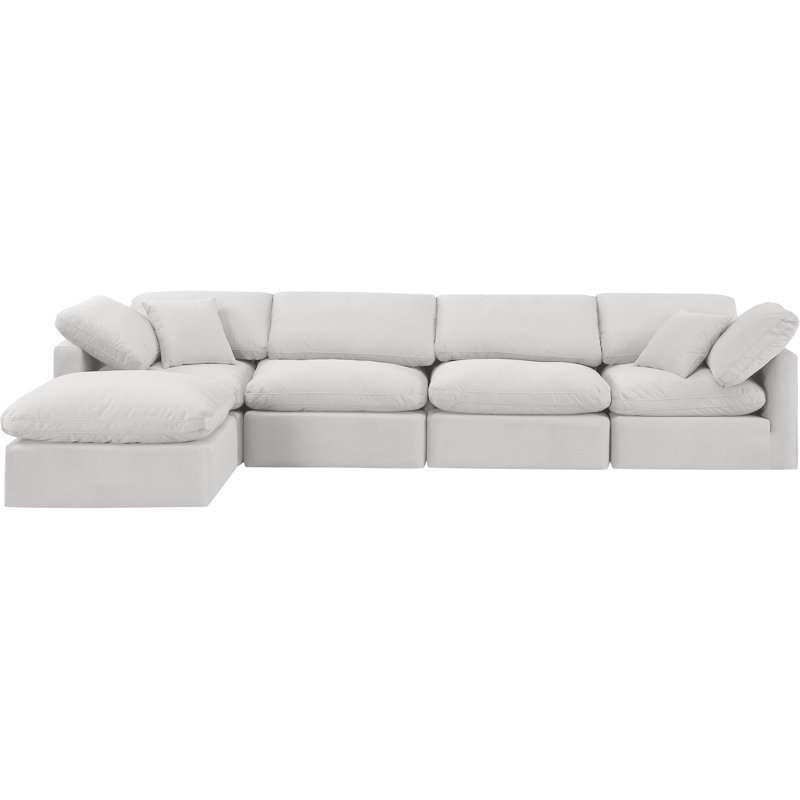 Canapé modulaire 5 pièces Itala, Velours crème