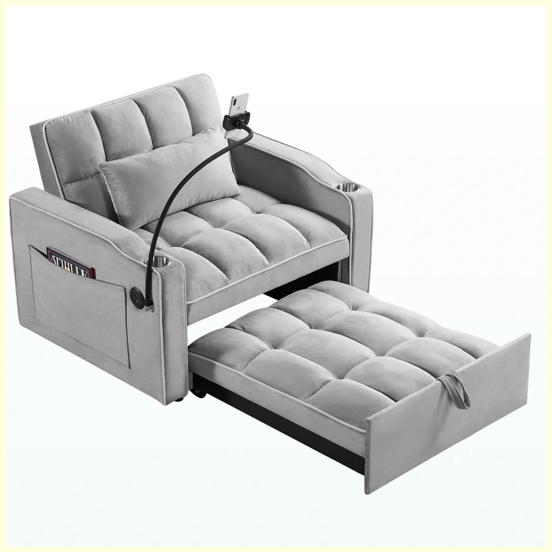 Canapé-lit convertible avec rangement gris