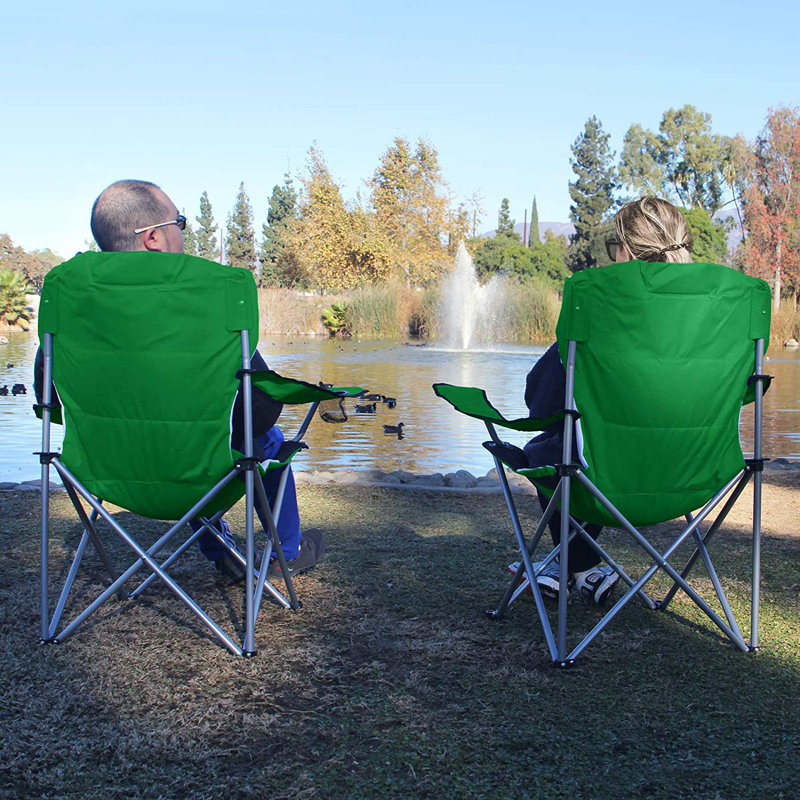 Chaise de camping pliante avec coussin, Vert