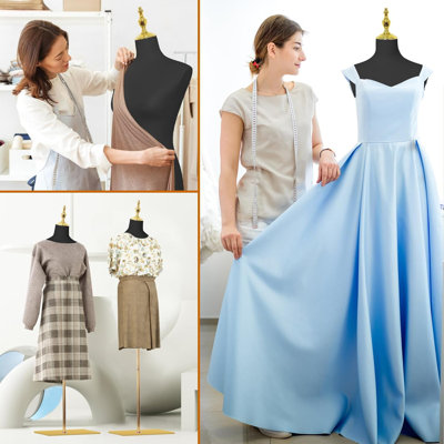 Dress Form Mannequin for Sewing Female Leather Manikin Torso with Detachable High Stability Metal Stand Adjustable Height