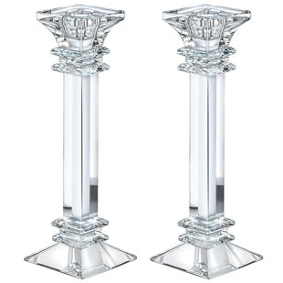 Ensemble de 2 bougeoirs coniques en cristal