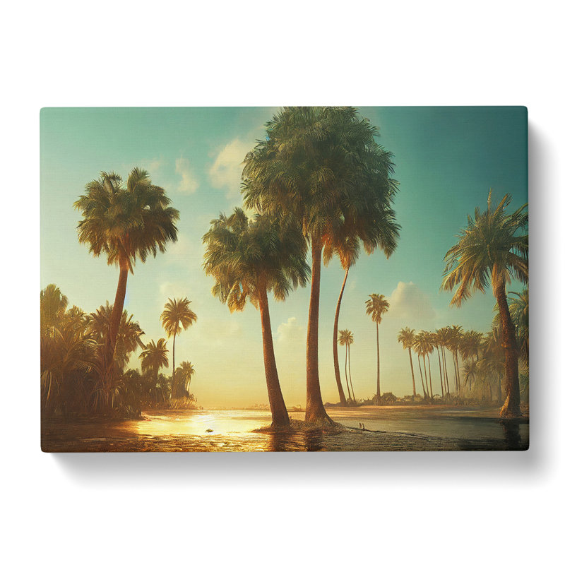 Beaming Palm Trees - Wrapped Canvas Print, 35cm H x 50cm W x 3cm D