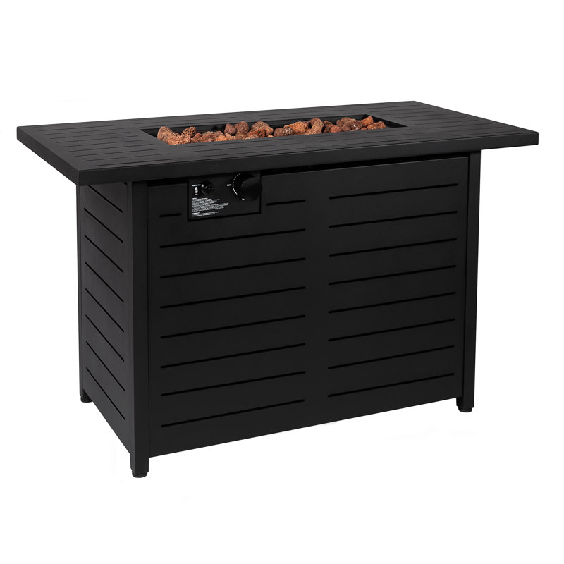 42" W Iron Propane Outdoor Fire Pit Table with Lid And Cover