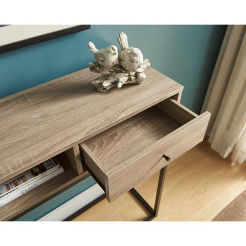 Console Table with One Drawer and Open Cubby - Brown & Black