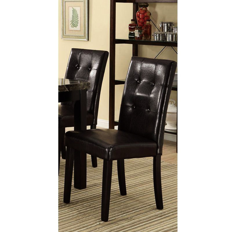 2Pc Dining Chairs In Dark Brown Faux Leather, Modern Style Leather Chairs, With Back And Cushion