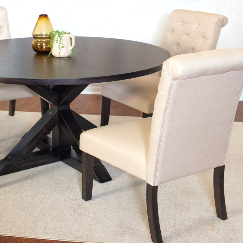 Ensemble de salle à manger 5 pièces, table à manger croisée avec 4 chaises élégantes, Beige
