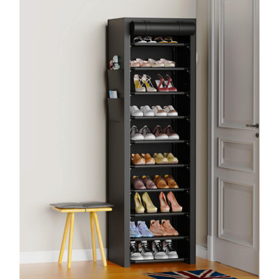 Vertical Shoe Rack Organizer With Dustproof Cover, 10-Tier Tall Shoe Storage Cabinet For Closet, Entryway, And Bedroom, Free Standing Shoe Shelf Holds 20-22 Pairs, Space-Saving Design