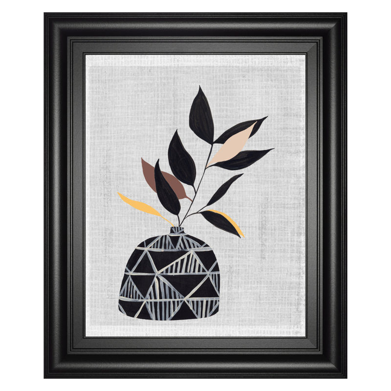 Vase géométrique, art mural - 22 po x 26 po - cadre noir