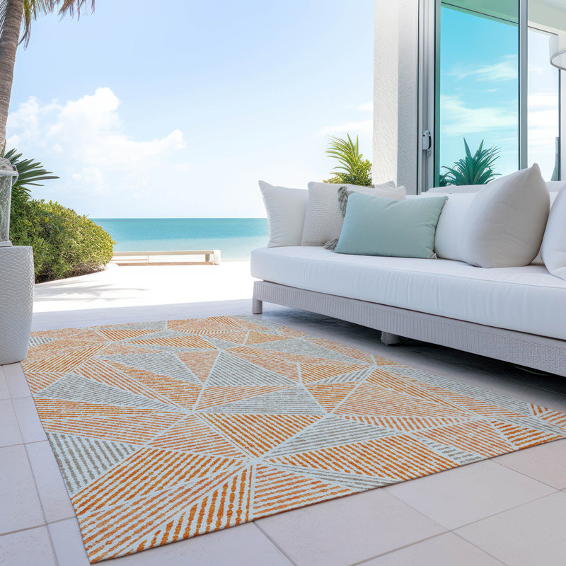 Itzayana Geometric Indoor / Outdoor Rug, Rectangle 8' x 10'