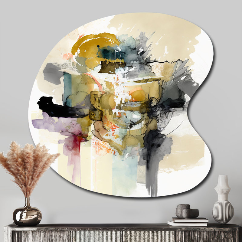 Alizarin ordre - art mural asymétrique abstrait en forme de goutte d'encre liquide, H 33 po x l 33 po