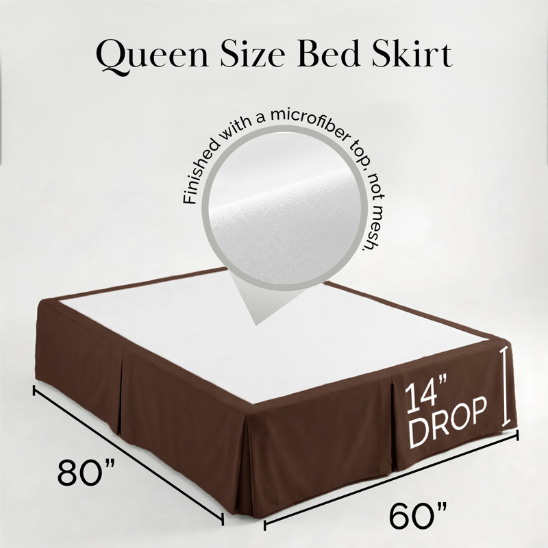 Southshore Fine Linens Vilano Pleated Bed Skirt, Double-Brushed Microfiber 15-Inch Drop Bed Skirt with Pleated Design, Machine Washable, Queen, Chocolate Brown