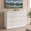 Meuble télé Mid-Century à 6 tiroirs et commode de 47,2 po de largeur avec tiroirs texturés blanc-1713743100