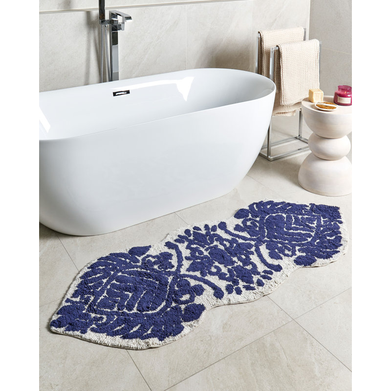 Aristizabal Cotton Bath Mat, Navy Blue