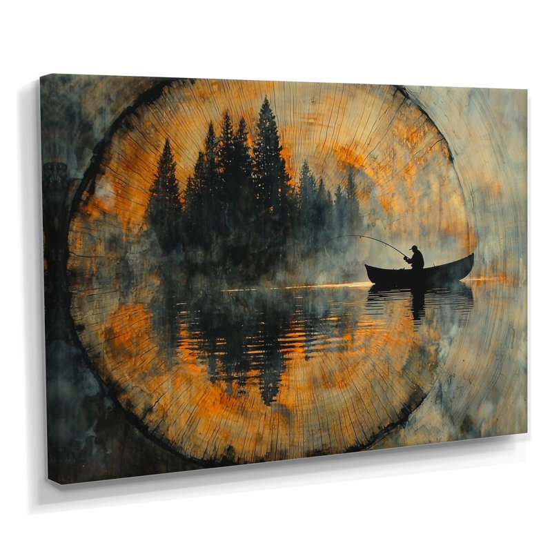 Giaan, pêche, tranquillité, rivière, paysage, bateau, pêche, art mural, H 12 po x l 20 po, Toile tendue, Ne s’applique pas