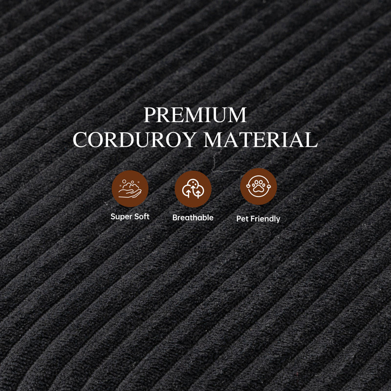 86'' Upholstered Sofa With Ottoman, Black