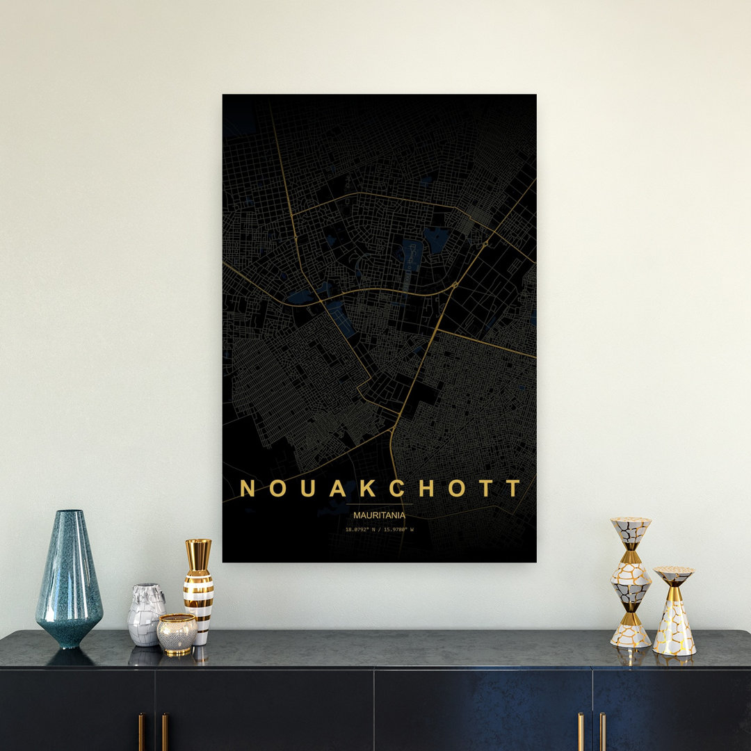 Nouakchott Map Abstract Geometric Minimalist City Wall Art Print