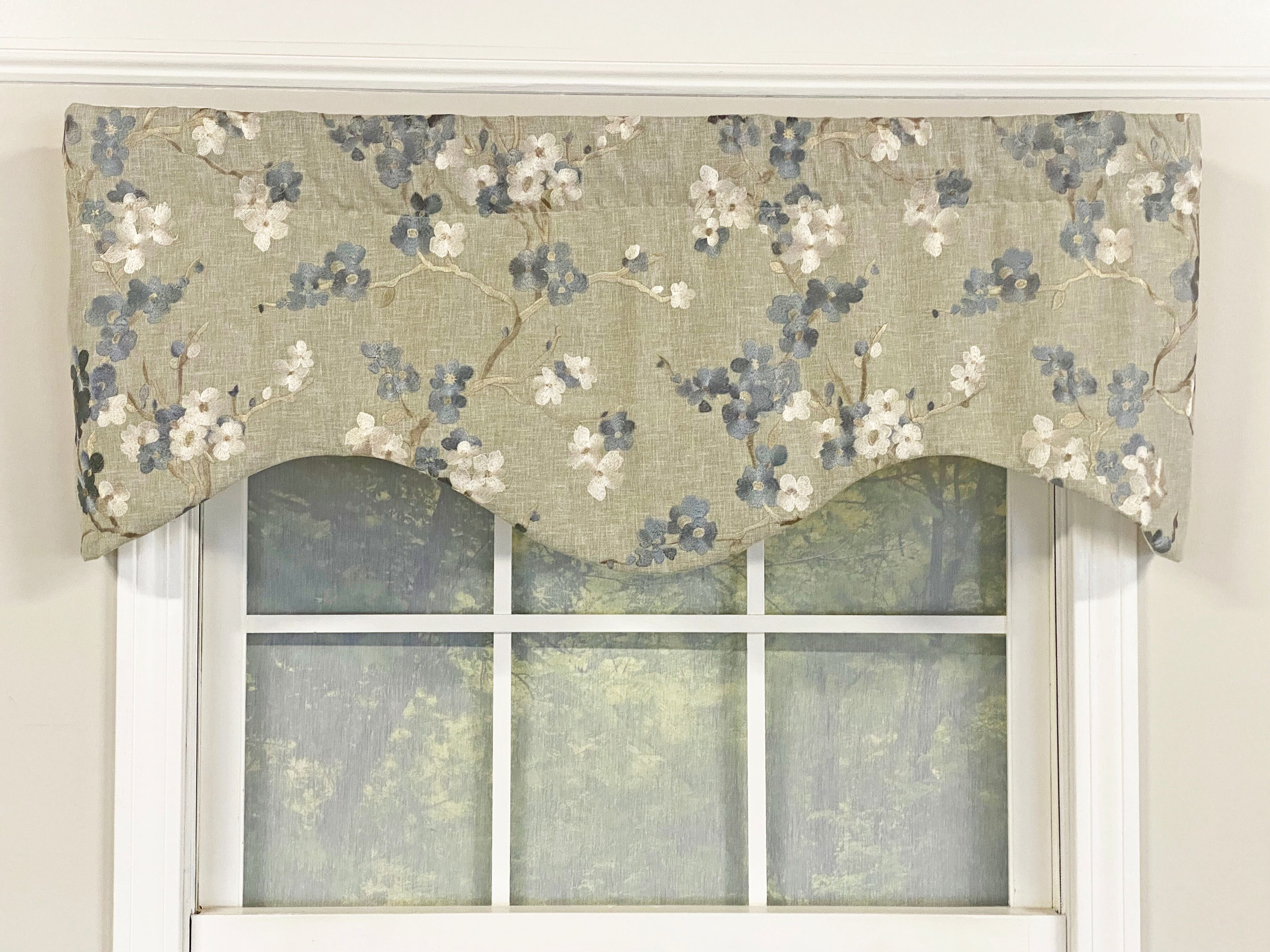 RLF Home Lilikoi Floral Cotton Blend Scalloped 50'' W Window Valance in