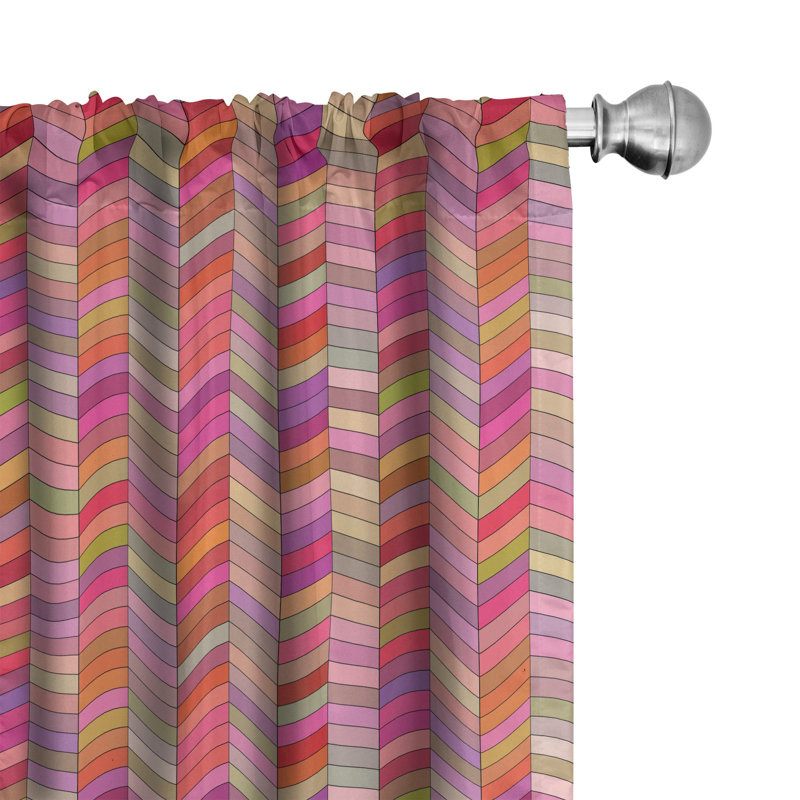 Paire de rideaux semi-transparents avec passe-tringle Chevron, 28 po x 63 po